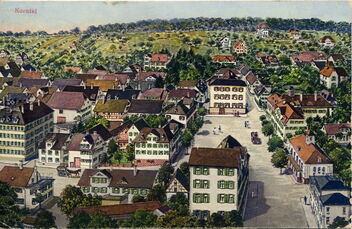 Korntal Saalplatz um 1915 (Archiv der Evangelischen Brüdergemeinde Korntal)